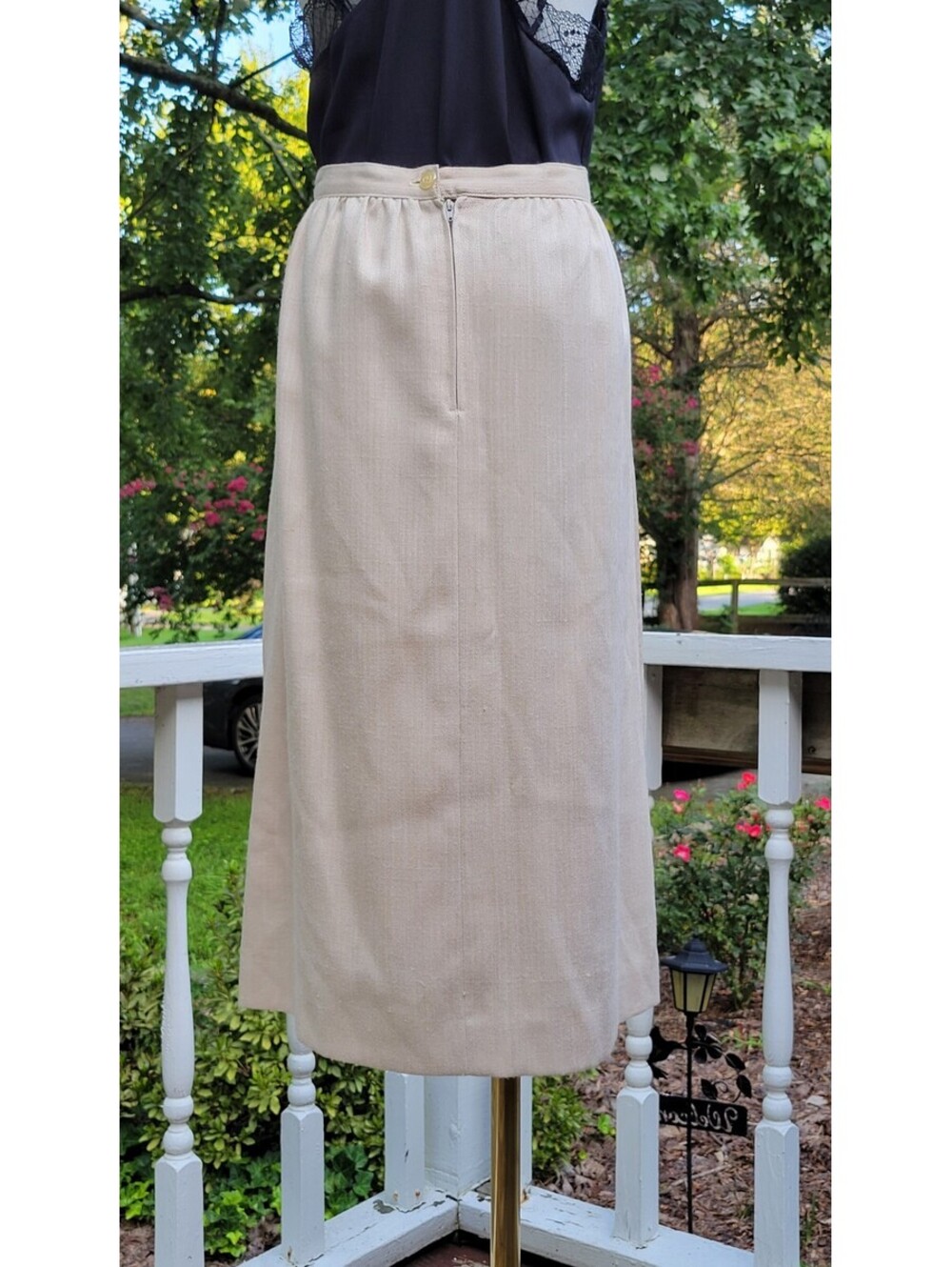 Vintage Herringbone Women's Skirt Size 11/12 High Waisted Office Retro - Picture 7 of 8